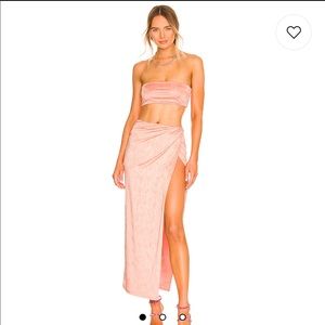 Superdown Karolyna Maxi Skirt Set in Peach